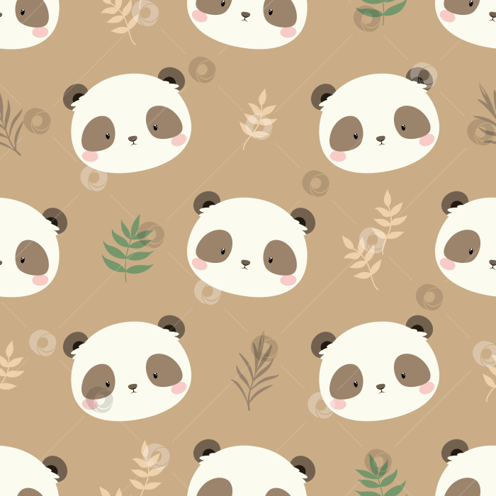 Скачать Бесшовный узор с милыми пандами фотосток Ozero
