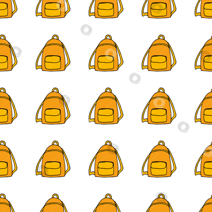 Скачать Бесшовный узор с простыми желтыми рюкзаками на белом фоне. Векторное изображение фотосток Ozero