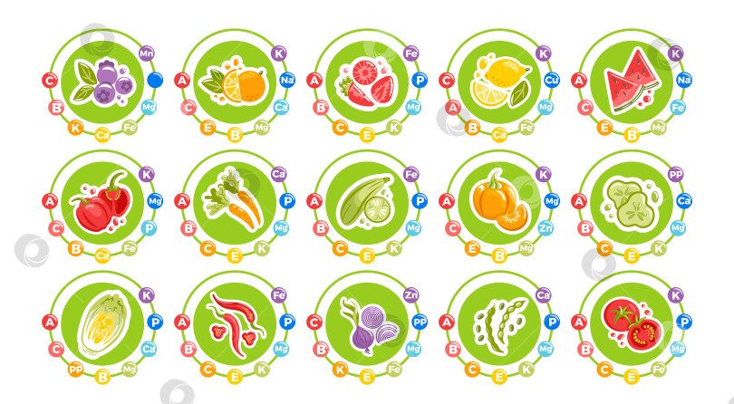 Скачать Черника, лимоны и арбуз, которые дарят свежесть, витамины и полезную фруктовую энергию. помидоры, болгарский перец, китайская капуста, лук, тыква и зеленая фасоль - это витамины и минералы, которые выделяются особо. фотосток Ozero