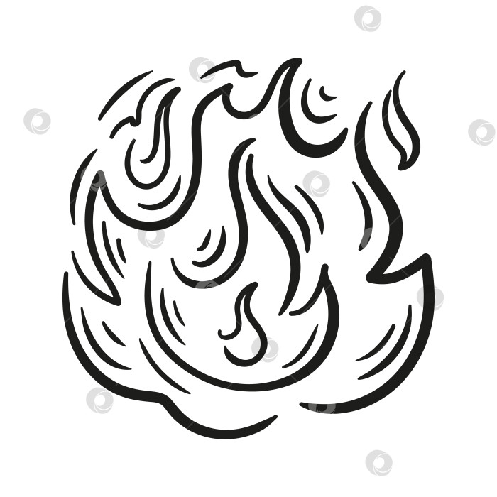 Скачать Энергичные языки пламени, похожие на эскиз, с плавными линиями и динамичными конусами пламени, минималистичная графика для создания яркого акцента. фотосток Ozero