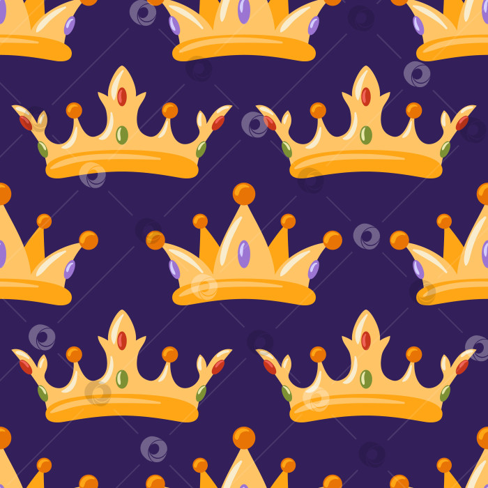Скачать Бесшовный узор "Корона" с повторяющимися королевскими коронами в чистом векторном стиле идеально подходит для роскошных фонов, фирменного стиля и полиграфического дизайна. фотосток Ozero