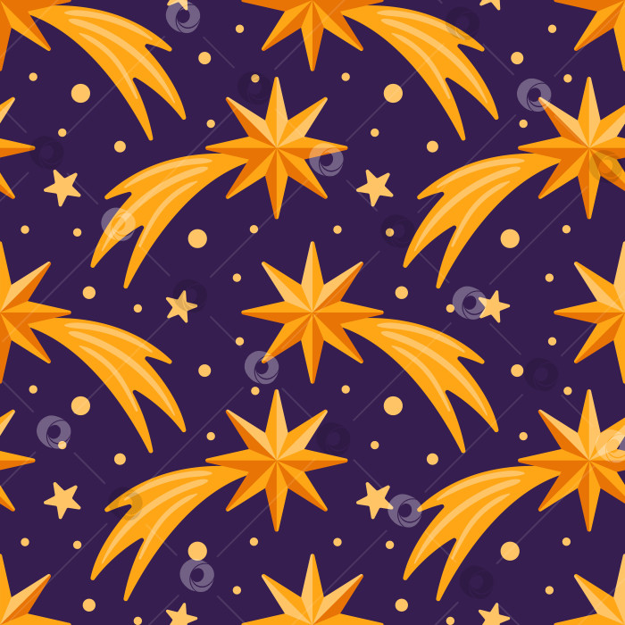 Скачать Вифлеемская звезда, Комета, бесшовный узор Ночного неба. фотосток Ozero