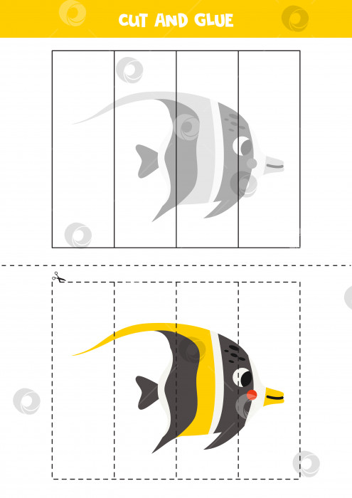 Скачать Игра "Вырезай и клеи" для детей. Симпатичная мавританская рыба-идол. фотосток Ozero