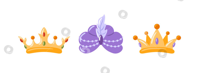 Скачать День трех королей. Набор из трех корон. Тюрбан. Диа де Рейес, Рейес Магос, Богоявление фотосток Ozero