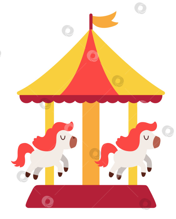 Скачать Векторная карусель с лошадками. Традиционная ретро-карусель для детей. Простая поездка на праздник или рождественскую ярмарку. Клипарт-аттракцион парка развлечений для детей фотосток Ozero