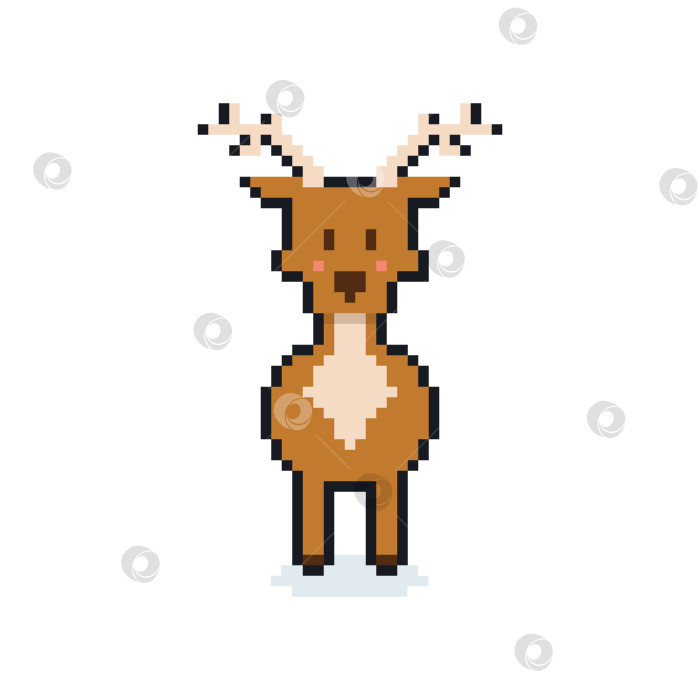 Скачать Ретро-8-битный пиксельный персонаж- северный олень в винтажном игровом стиле. фотосток Ozero
