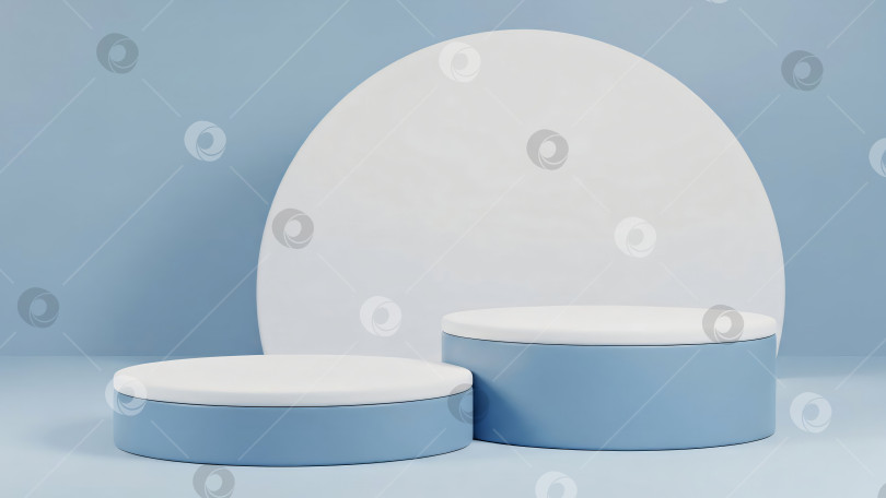 Скачать Пустые белые подиумы для демонстрации товаров для коммерческой рекламы на фоне студии, шаблон фотосток Ozero