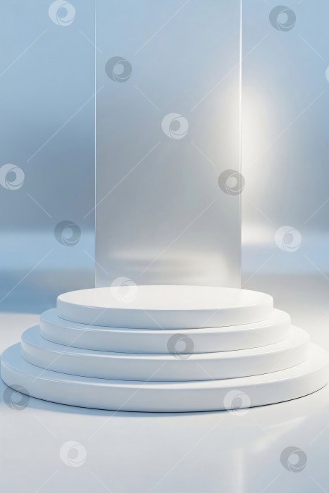 Скачать Пустой белый подиум для демонстрации товара для коммерческой рекламы на фоне студии, шаблон для фотосток Ozero