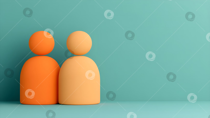 Скачать Разнообразные абстрактные фигуры, стоящие вместе на синем фоне. Концептуальный шаблон баннера, символизирующий командную работу, разнообразие, вовлеченность и человеческие ресурсы для бизнес-презентации с возможностью копирования. фотосток Ozero