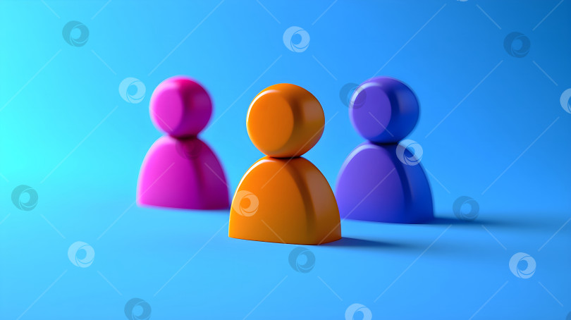 Скачать Красочные разнообразные фигурки людей, представляющие группу людей, стоящих вместе на синем фоне. Шаблон баннера, символизирующий командную работу, единство и концепцию бизнес-корпорации, с пространством для копирования. фотосток Ozero