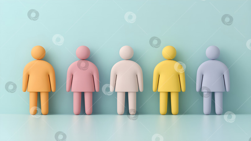 Скачать Линия ярких женских фигур на синем фоне, иллюстрирующая разнообразие команды, равенство и инклюзивность. Концептуальный шаблон баннера о социальном дистанцировании, сообществе и населении с возможностью копирования. фотосток Ozero