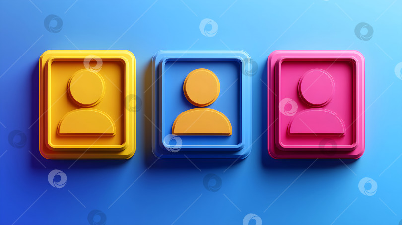 Скачать Яркие иконки аватаров людей, расположенные на синем фоне. Концептуальный баннер о разнообразии, команде, успехе, сотрудниках, разнообразии для бизнеса с пространством для копирования. фотосток Ozero