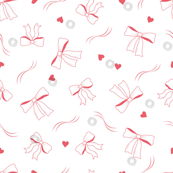 Скачать Банты и ленты представляют собой бесшовный узор. Векторная иллюстрация украшений для волос, подарочных оберток, праздничного фона. фотосток Ozero