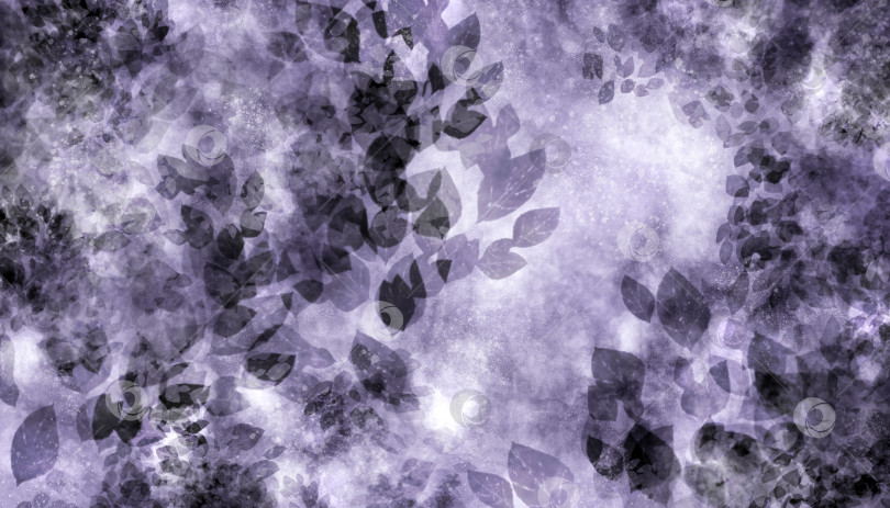 Скачать Абстрактный акварельный фиолетовый фон с изящно расположенными листьями. Пространство для вашего дизайна. Иллюстрация. фотосток Ozero