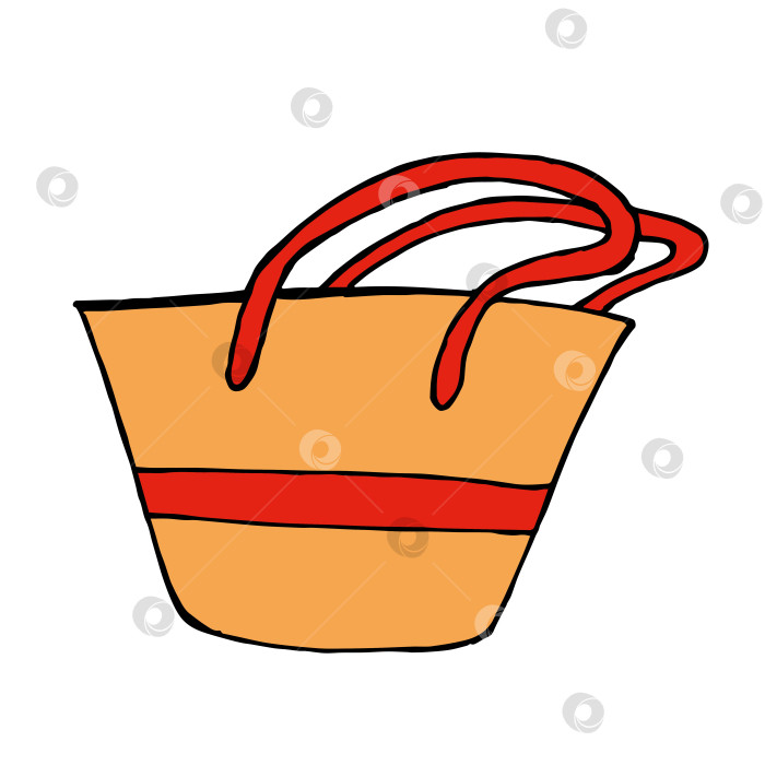 Скачать Симпатичная оранжевая сумка в красную полоску. векторное изображение. фотосток Ozero