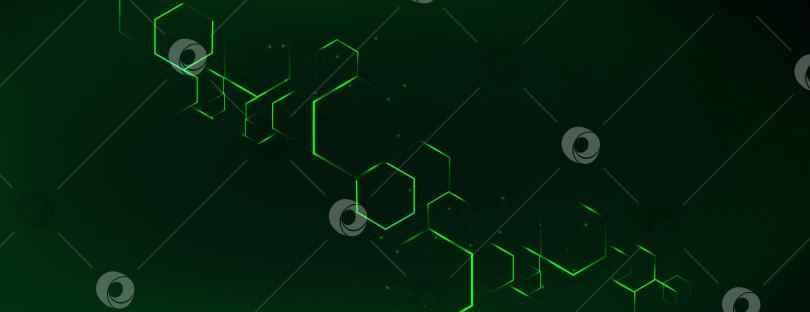 Скачать Абстрактный векторный фон. Переплетение шестиугольников различной формы с эффектом свечения фотосток Ozero
