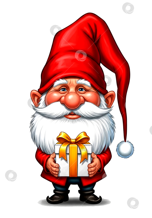 Скачать Веселый Рождественский Гном с Подарком фотосток Ozero