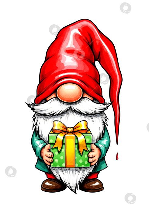 Скачать Скандинавский Гном с Зеленым Подарком фотосток Ozero