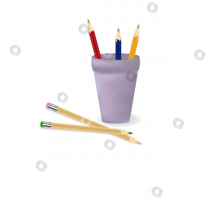 Скачать Несколько цветных карандашей в стакане. Векторная иллюстрация фотосток Ozero