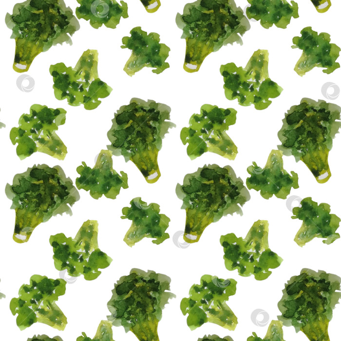 Скачать Бесшовный узор с брокколи. Нарисован вручную акварелью. фотосток Ozero