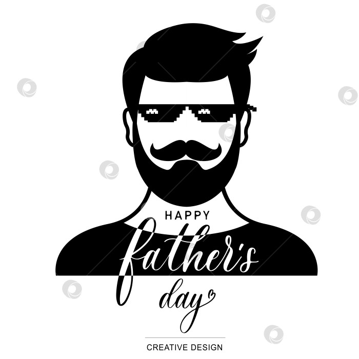 Скачать Минималистичный мужской силуэт с бородой и бабочкой. Дань уважения мужскому дню и отцовству. фотосток Ozero