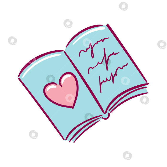 Скачать Открытая книга, нарисованное сердце, нарисованные от руки линии, легкая текстура карандаша, минимум чернильных мазков, мягкая нейтральная палитра, готовый векторный рисунок, причудливый романтический стиль эскиза фотосток Ozero