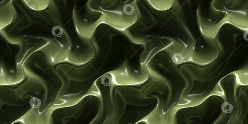 Скачать Органические жидкие 3d-волны в зеленых оттенках для создания бесшовного фона с рисунком и современного дизайна. Обои для рабочего стола с глянцевой жидкой текстурой и баннерным шаблоном с пространством для копирования. фотосток Ozero