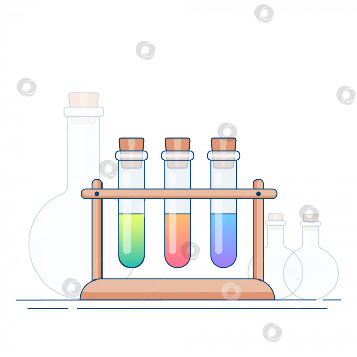 Скачать Химический опыт в лаборатории. Научный эксперимент, исследование. Плоская векторная иллюстрация фотосток Ozero