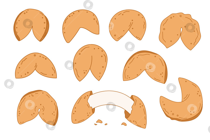 Скачать Набор иллюстраций к печенью с предсказанием судьбы различной формы фотосток Ozero