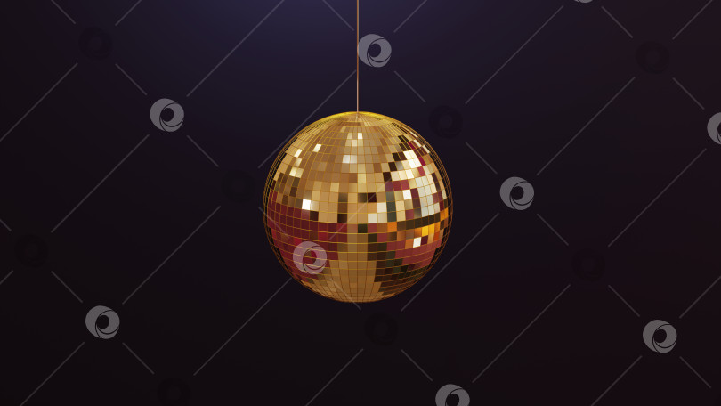 Скачать 3D-рендеринг золотого светящегося и отражающего диско-шара фотосток Ozero