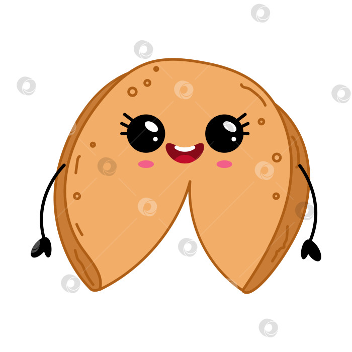 Скачать Симпатичная улыбающаяся иллюстрация персонажа печенья с предсказанием Судьбы фотосток Ozero