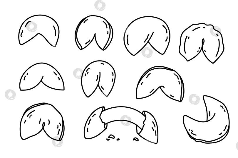 Скачать Ручная Роспись Печенье С Предсказанием Наброски Иллюстрации фотосток Ozero