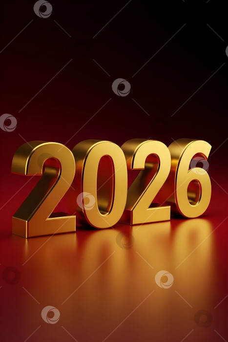 Скачать Золотые слова с номером 2026 на темно-красном фоне. Вертикальный шаблон годового календаря для бизнеса, празднования, нового года, Рождества и праздничных открыток. фотосток Ozero