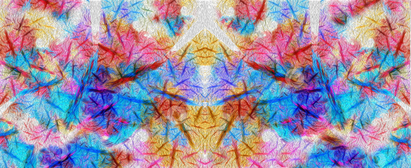 Скачать Абстрактный фрактальный симметричный радужный фон. Имитация масляной живописи. 3D-рендеринг. 3D-иллюстрация. фотосток Ozero