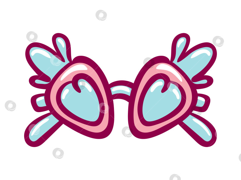 Скачать Векторная иллюстрация очков в форме клубники в стиле эскиза с игривыми, грубыми линиями, мягкими штрихами и глянцевыми ягодными бликами. фотосток Ozero