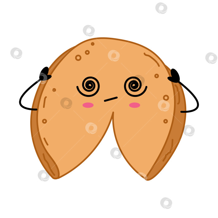 Скачать Запутавшийся персонаж Печенья с предсказанием судьбы на иллюстрации со спиральными глазами фотосток Ozero