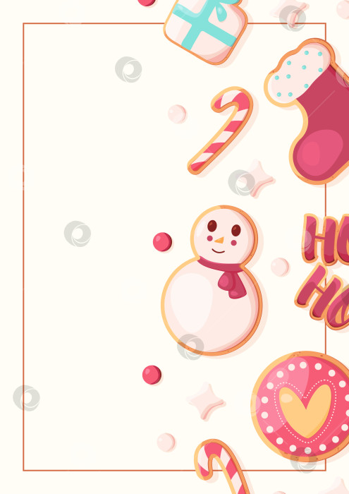 Скачать Баннер с рождественским печеньем и пространством для текста. Шаблон для рассылок, приглашений, рекламных акций, распродаж и т.д. фотосток Ozero