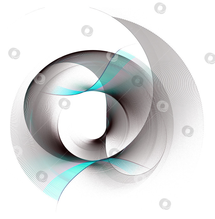 Скачать Абстрактные серые волнистые лезвия с бирюзовыми вставками по краям вращаются на белом фоне. Иконка, логотип, символ, вывеска. 3D-рендеринг. 3D-иллюстрация. фотосток Ozero