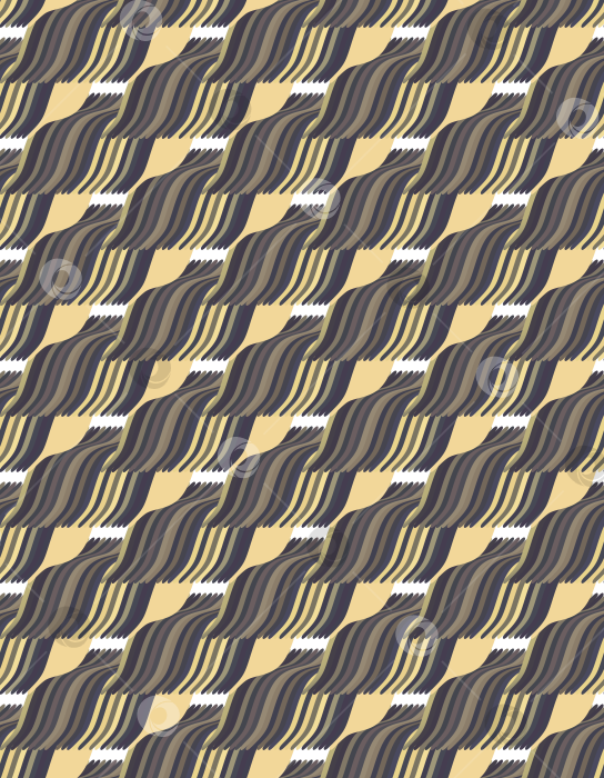 Скачать Абстрактный векторный бесшовный узор из наложений гладких полосатых цветных фигур. фотосток Ozero