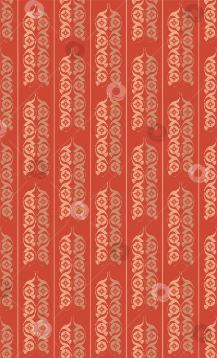 Скачать Бесшовный векторный узор в вертикальные полосы с листьями, цветами и бутонами. фотосток Ozero