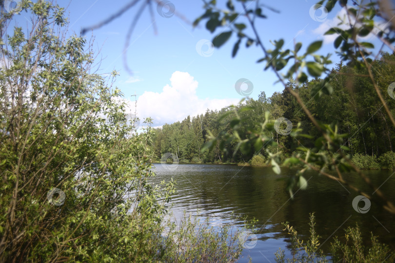 Скачать Пейзаж и вид на реку и голубое небо фотосток Ozero
