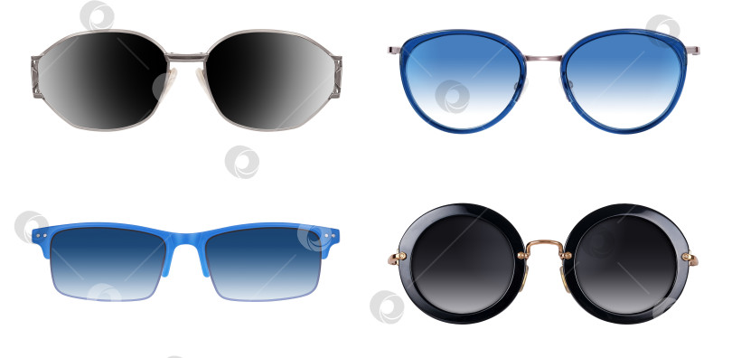 Скачать Очки, выделенные на белом фоне, для нанесения на портрет. Элемент дизайна с контуром отсечения фотосток Ozero