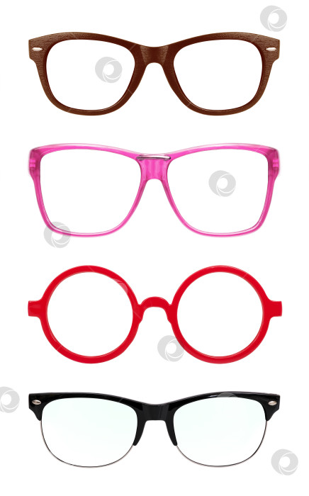 Скачать Очки, выделенные на белом фоне, для нанесения на портрет. Элемент дизайна с контуром отсечения фотосток Ozero