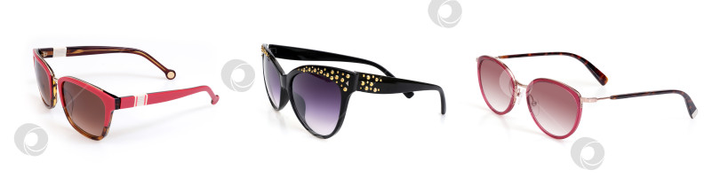 Скачать Набор солнцезащитных очков, выделенных на белом фоне, для нанесения на портрет фотосток Ozero