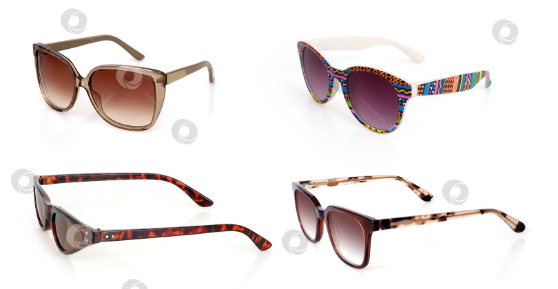 Скачать Набор солнцезащитных очков, выделенных на белом фоне, для нанесения на портрет фотосток Ozero