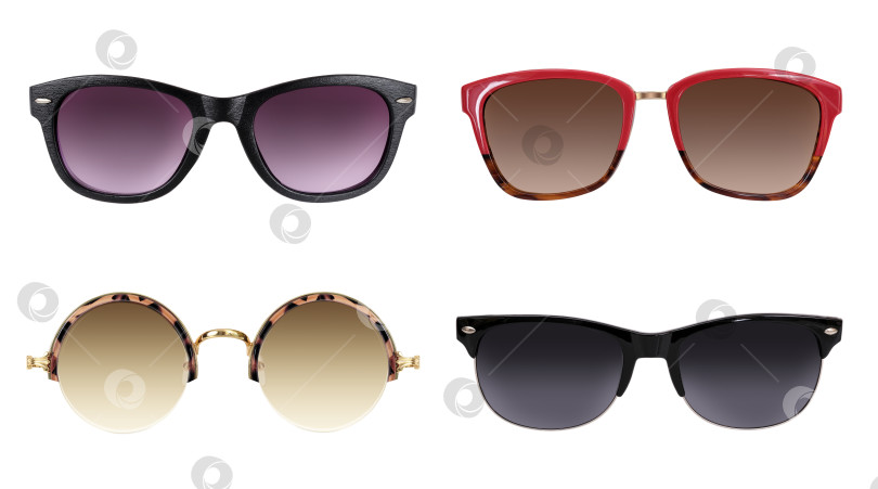 Скачать Набор солнцезащитных очков, выделенных на белом фоне, для нанесения на портрет фотосток Ozero