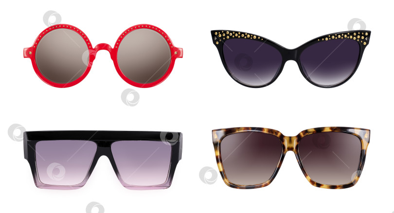 Скачать Солнцезащитные очки, выделенные на белом фоне, для использования на портрете. Элемент дизайна с контуром отсечения фотосток Ozero