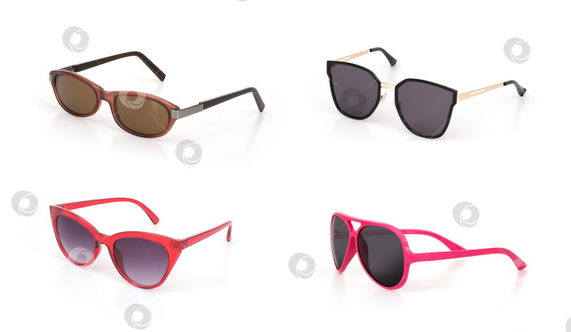 Скачать Набор солнцезащитных очков, выделенных на белом фоне, для нанесения на портрет фотосток Ozero