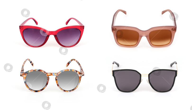 Скачать Набор солнцезащитных очков, выделенных на белом фоне, для нанесения на портрет фотосток Ozero