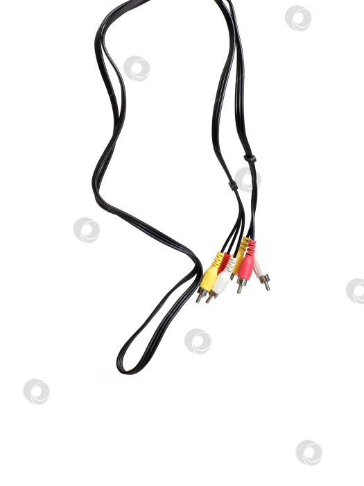 Скачать Разъемы RCA для композитного видео (желтый) и стереозвука (белый и красный), изолированные на белом фоне фотосток Ozero